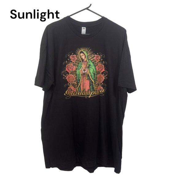 Our Lady Of Guadalupe Graphic T-Shirt Nuestra Virgen Shimmer Design Black  SZ XL - Picture 1 of 8